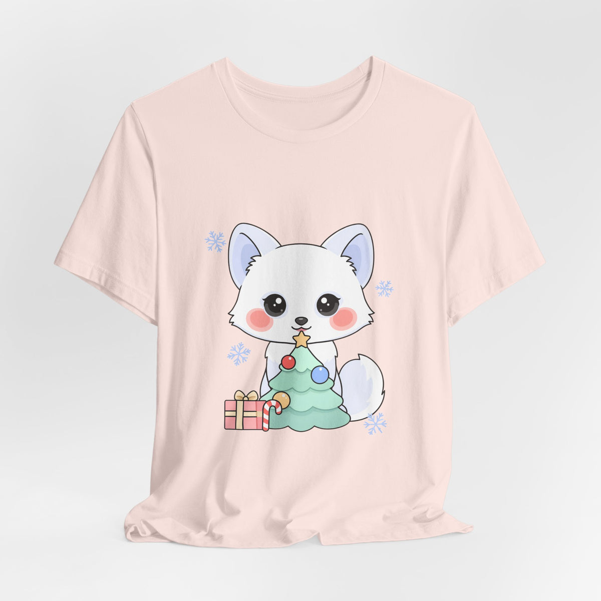 Kawaii Christmas Fox T-Shirt for Cozy Holiday Decorating