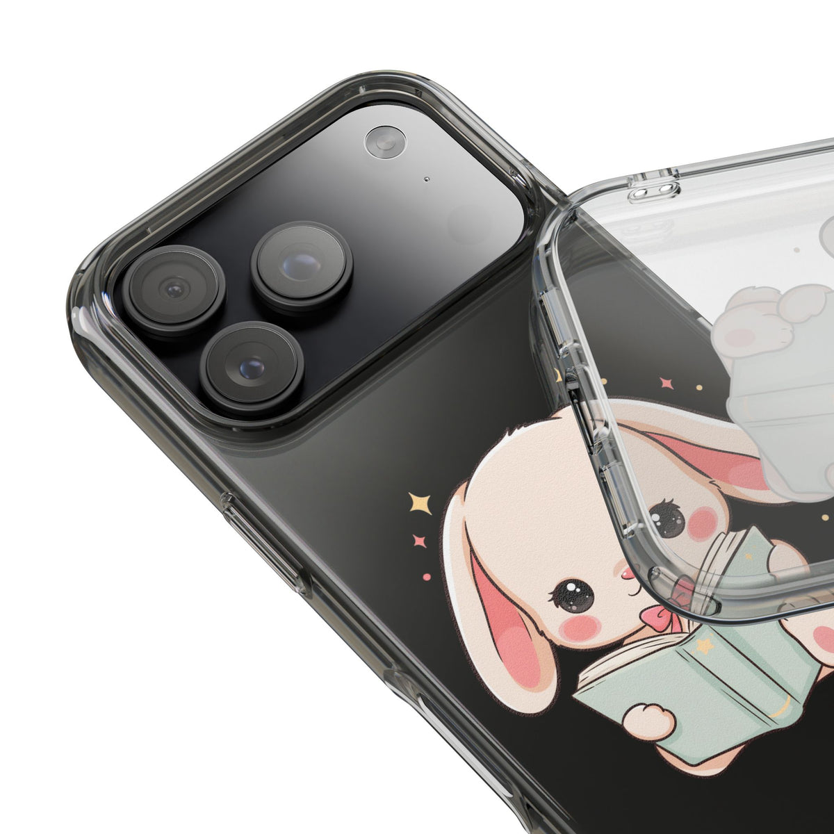 Kawaii Reading Bunny Clear Impact-Resistant Case