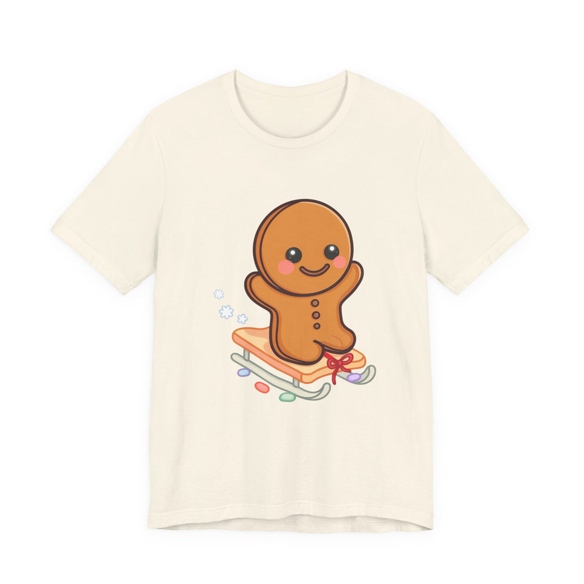 Gingerbread Man T-Shirt – Kawaii Holiday Sledding