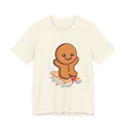 Gingerbread Man T-Shirt – Kawaii Holiday Sledding