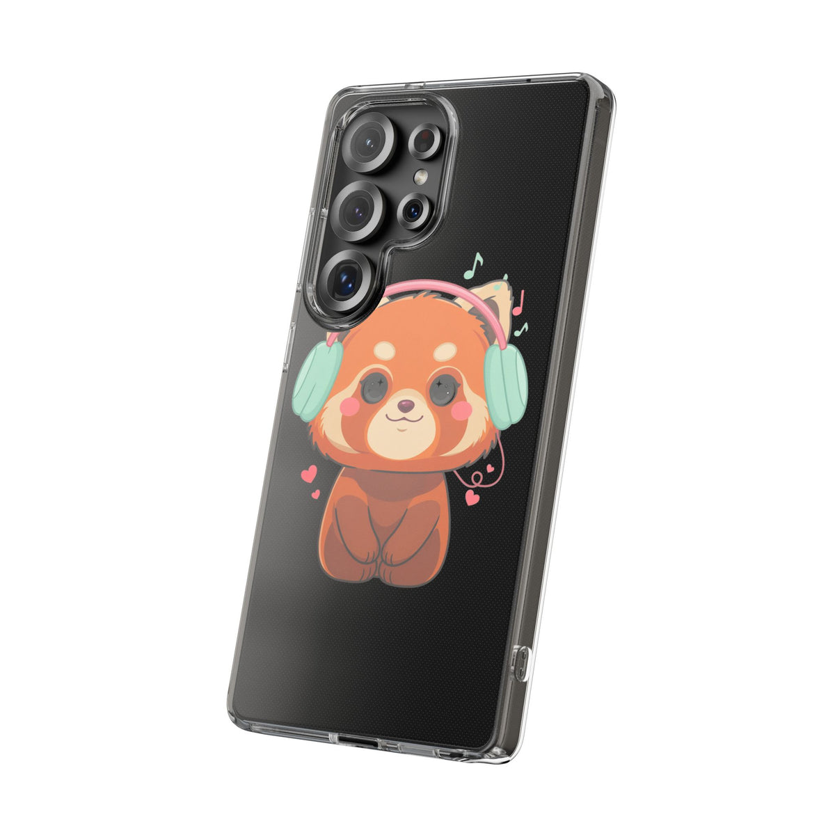 Red Panda Phone Case, Kawaii Music Lover Clear Case
