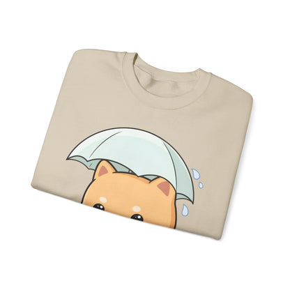 Kawaii Shiba Inu Sweatshirt, Cute Rainy Day Crewneck