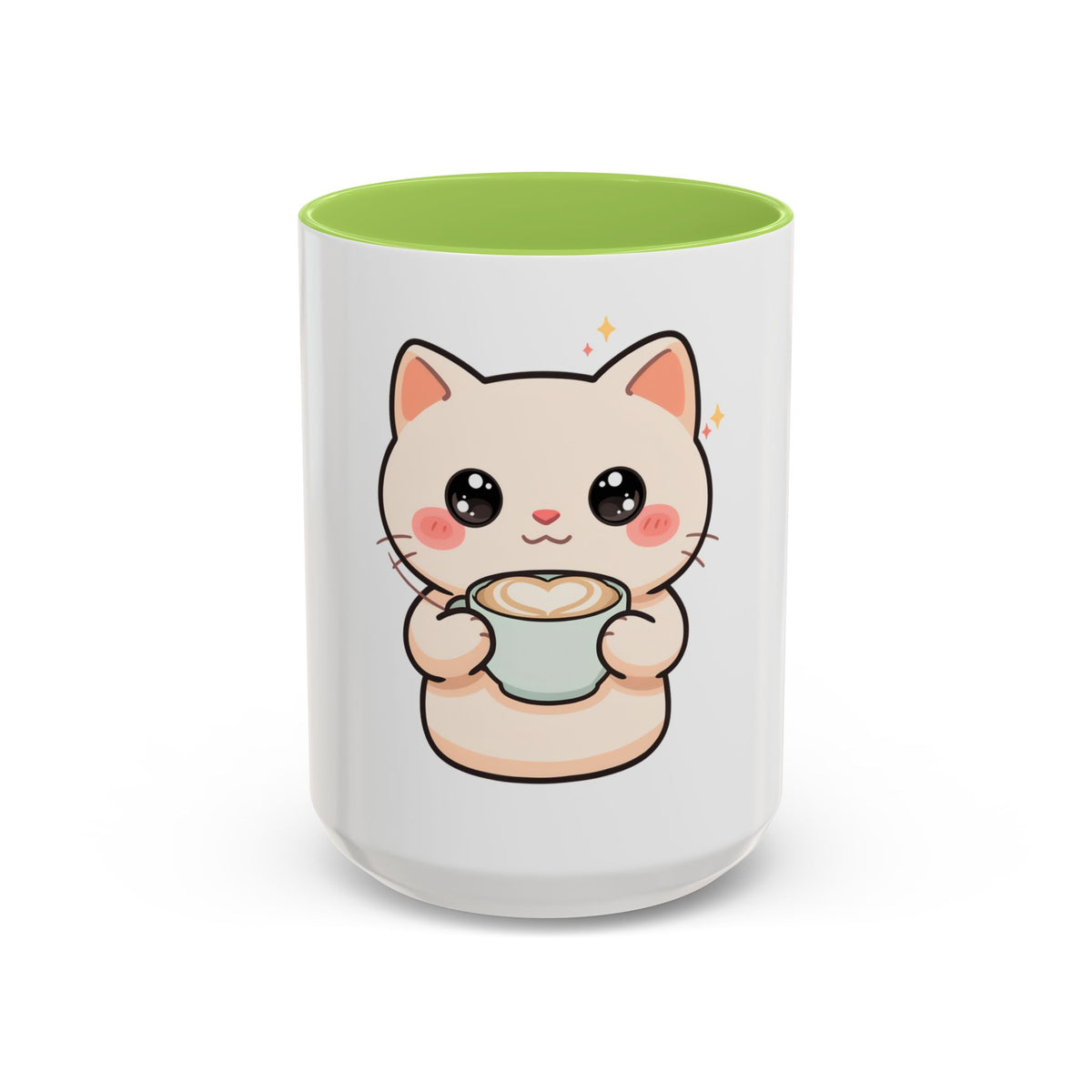 Kawaii Cat Coffee Mug, Cute Latte Accent Mug