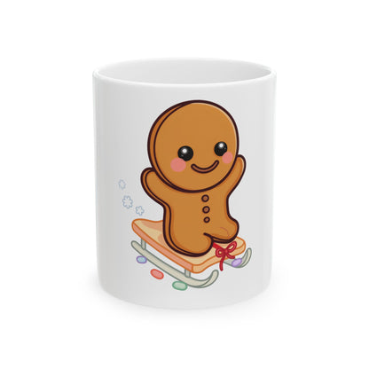 Gingerbread Man Mug – Cute Christmas Sledding Gift