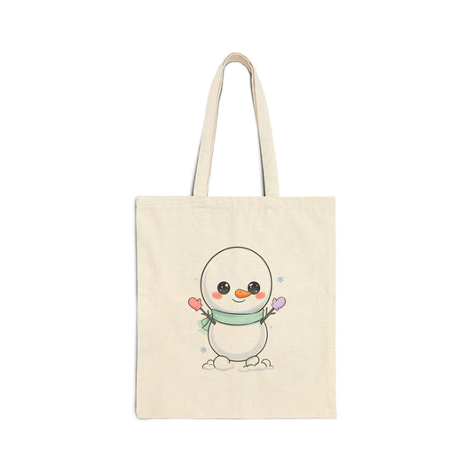 Kawaii Snowman Tote Bag for Cozy Winter Cheer