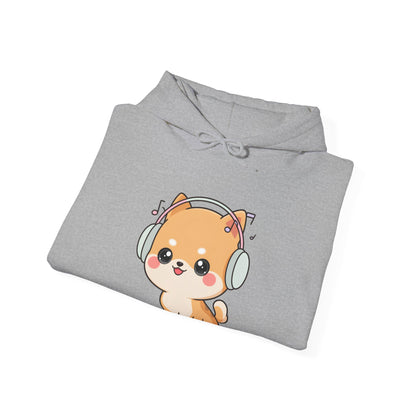 Kawaii Shiba Inu Hoodie for Cozy Music Lovers