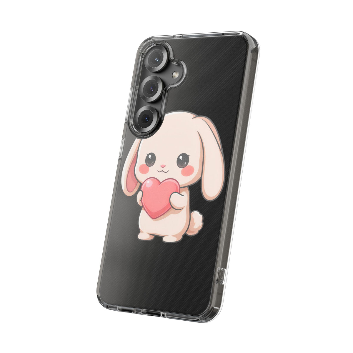 Kawaii Bunny Clear Phone Case with Heart