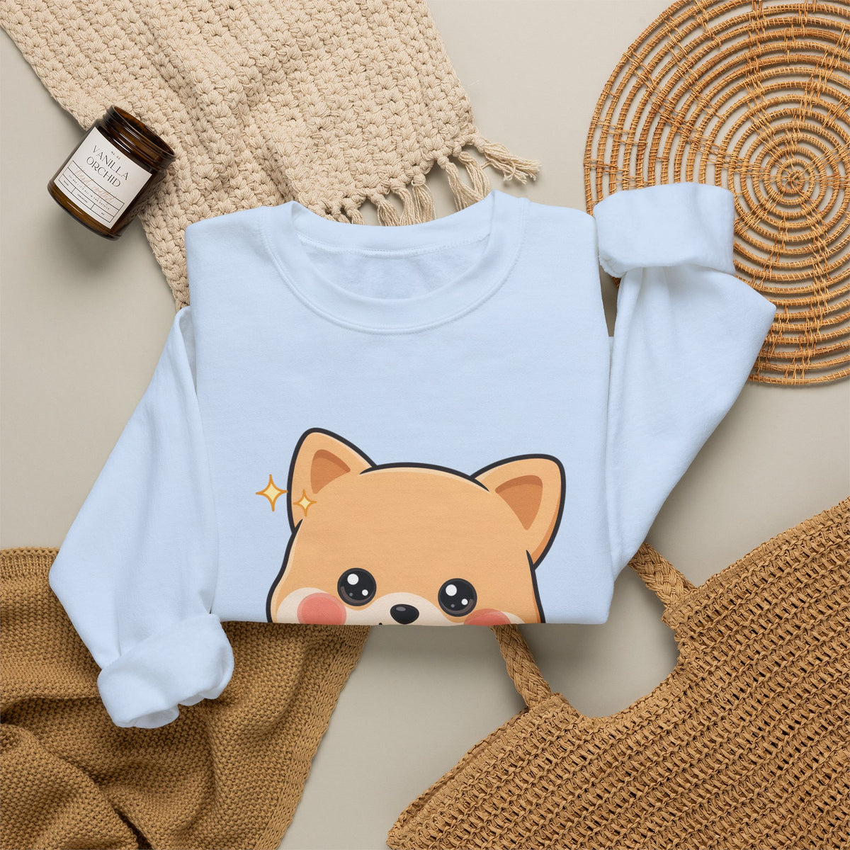 Kawaii Shiba Inu Sweatshirt, Cute Puppy Crewneck