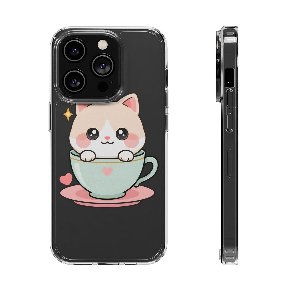 Kawaii Cat Phone Case, Cute Teacup Kitty Gift