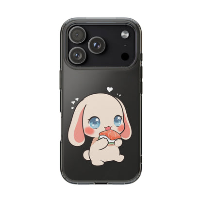 Kawaii Bunny Sushi Phone Case, Clear Impact-Resistant