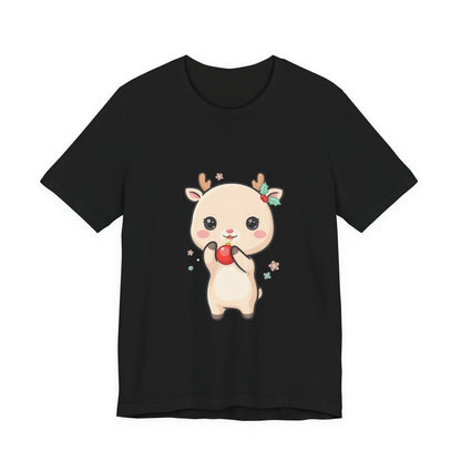 Kawaii Reindeer Christmas T-Shirt for Cute Holiday Style