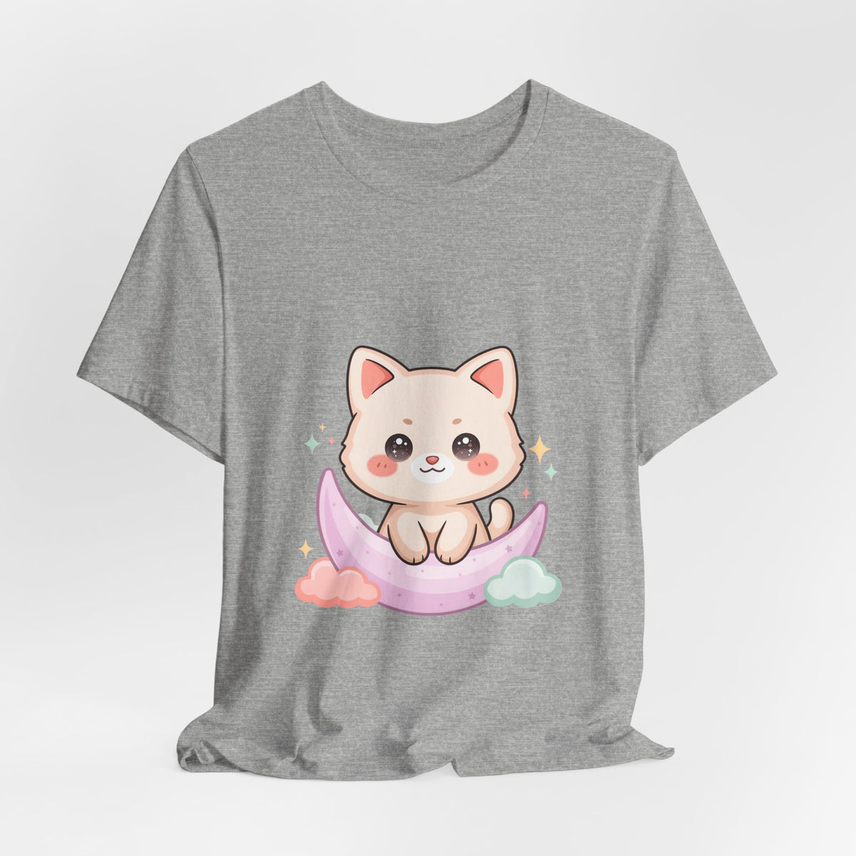 Kawaii Cat Moon T-Shirt for Cozy Night Owls