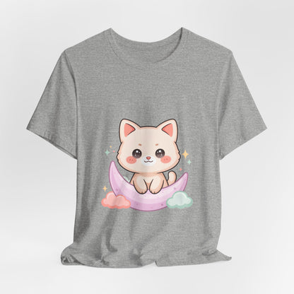 Kawaii Cat Moon T-Shirt for Cozy Night Owls