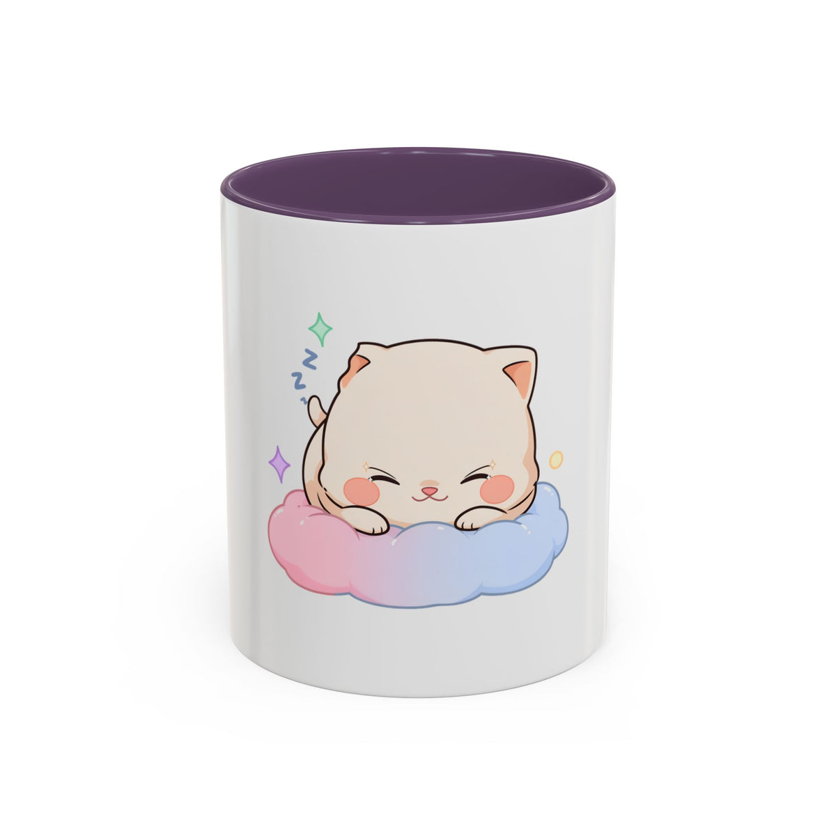 Kawaii Sleeping Cat Accent Coffee Mug