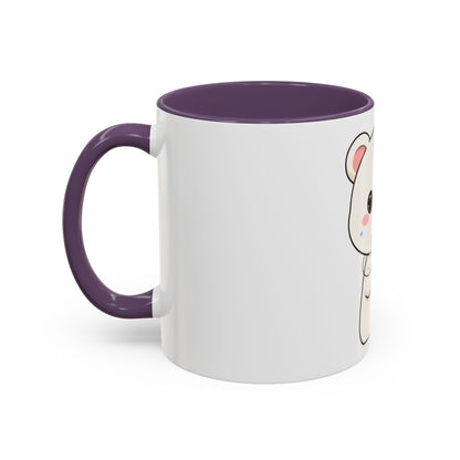 Kawaii Polar Bear Christmas Mug with Mistletoe