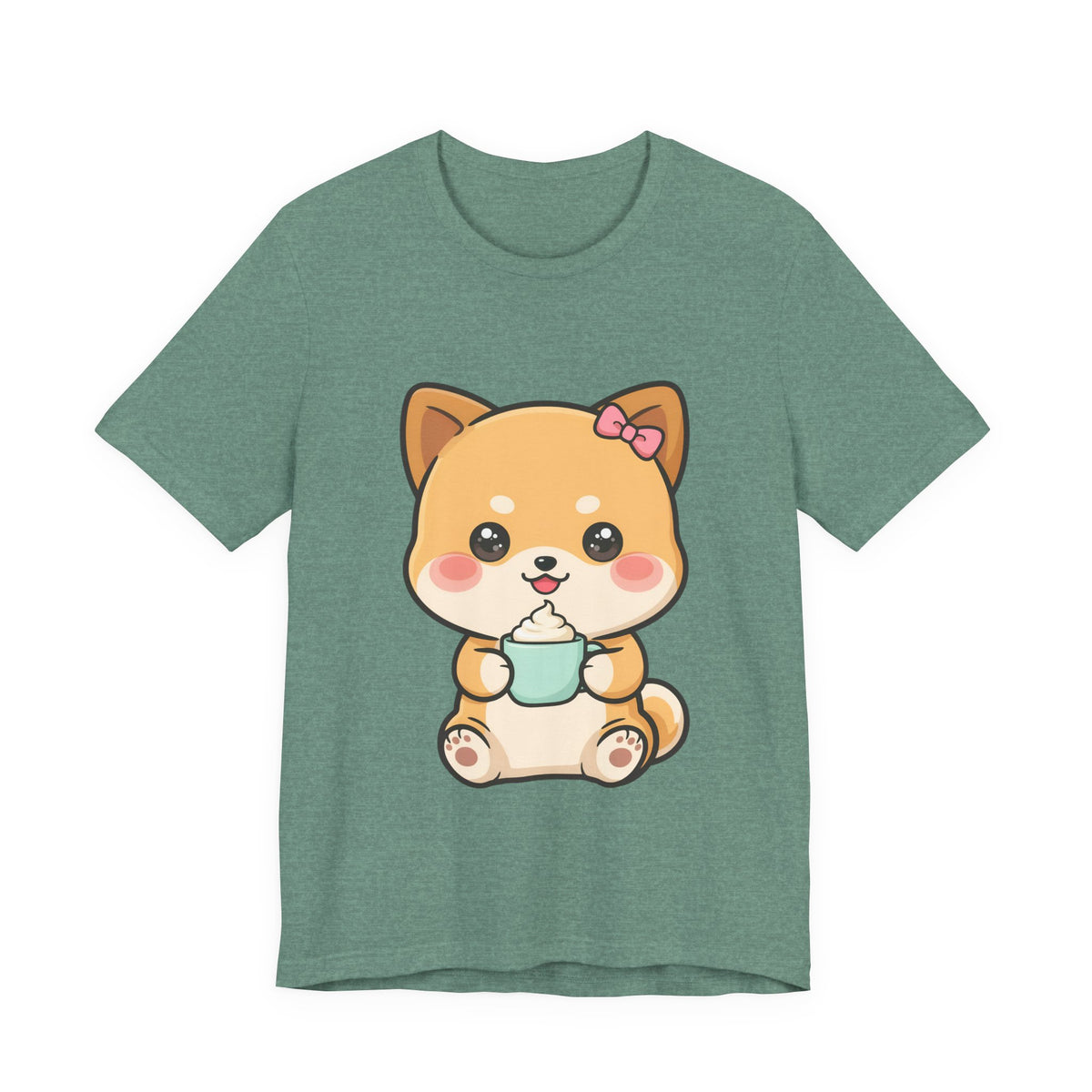 Kawaii Shiba Inu Coffee T-Shirt, Cute Latte Lover Tee