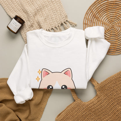 Kawaii Cat Sweatshirt, Cute Cat in Teacup Crewneck