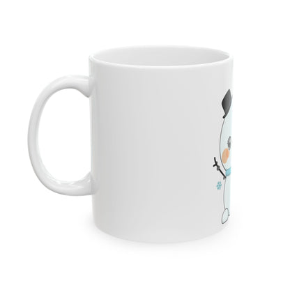 Kawaii Snowman Christmas Mug with Mistletoe