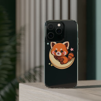 Red Panda Phone Case, Kawaii Moon Companion