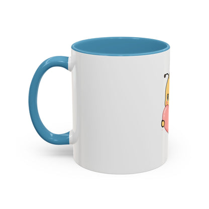 Kawaii Bee Accent Coffee Mug with Pink Heart