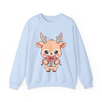 Kawaii Reindeer Christmas Sweatshirt, Cute Gift Crewneck