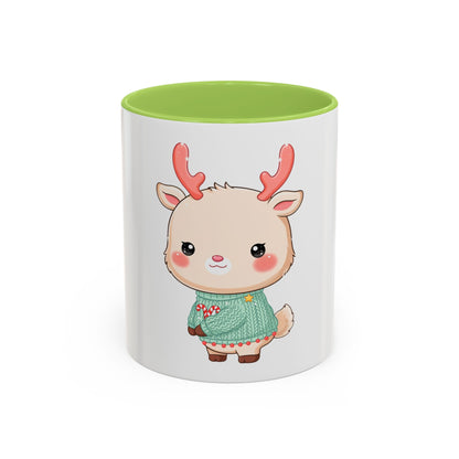 Kawaii Reindeer Christmas Mug – Cute Holiday Accent Coffee Mug