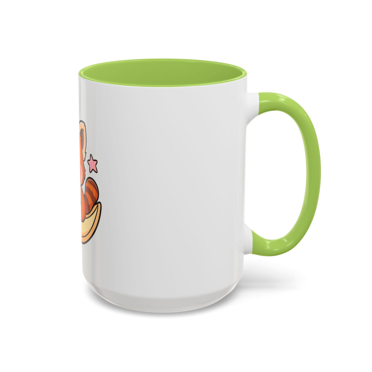 Red Panda Accent Coffee Mug, Kawaii Crescent Moon