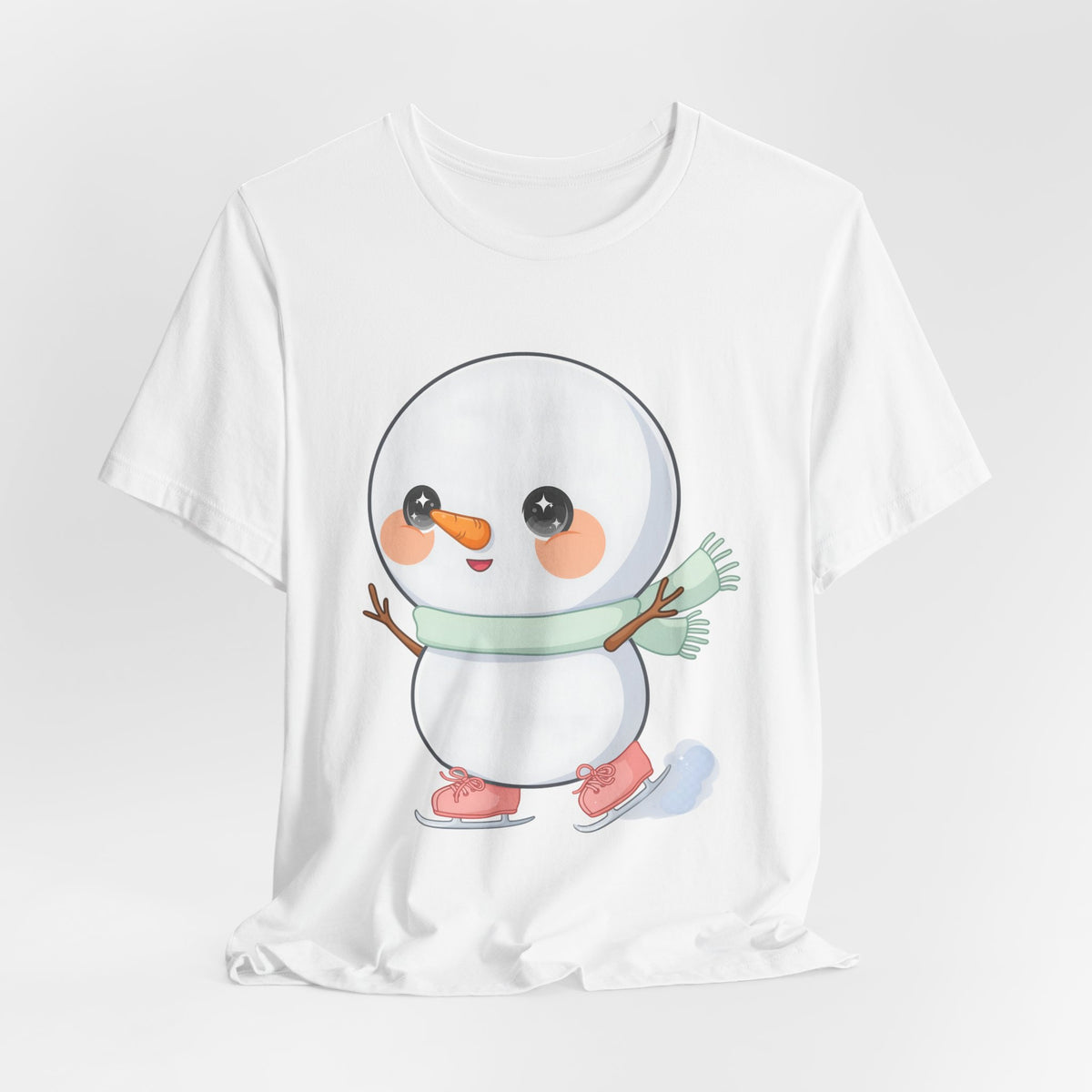 Cute Snowman T-Shirt, Kawaii Ice Skating Holiday Gift