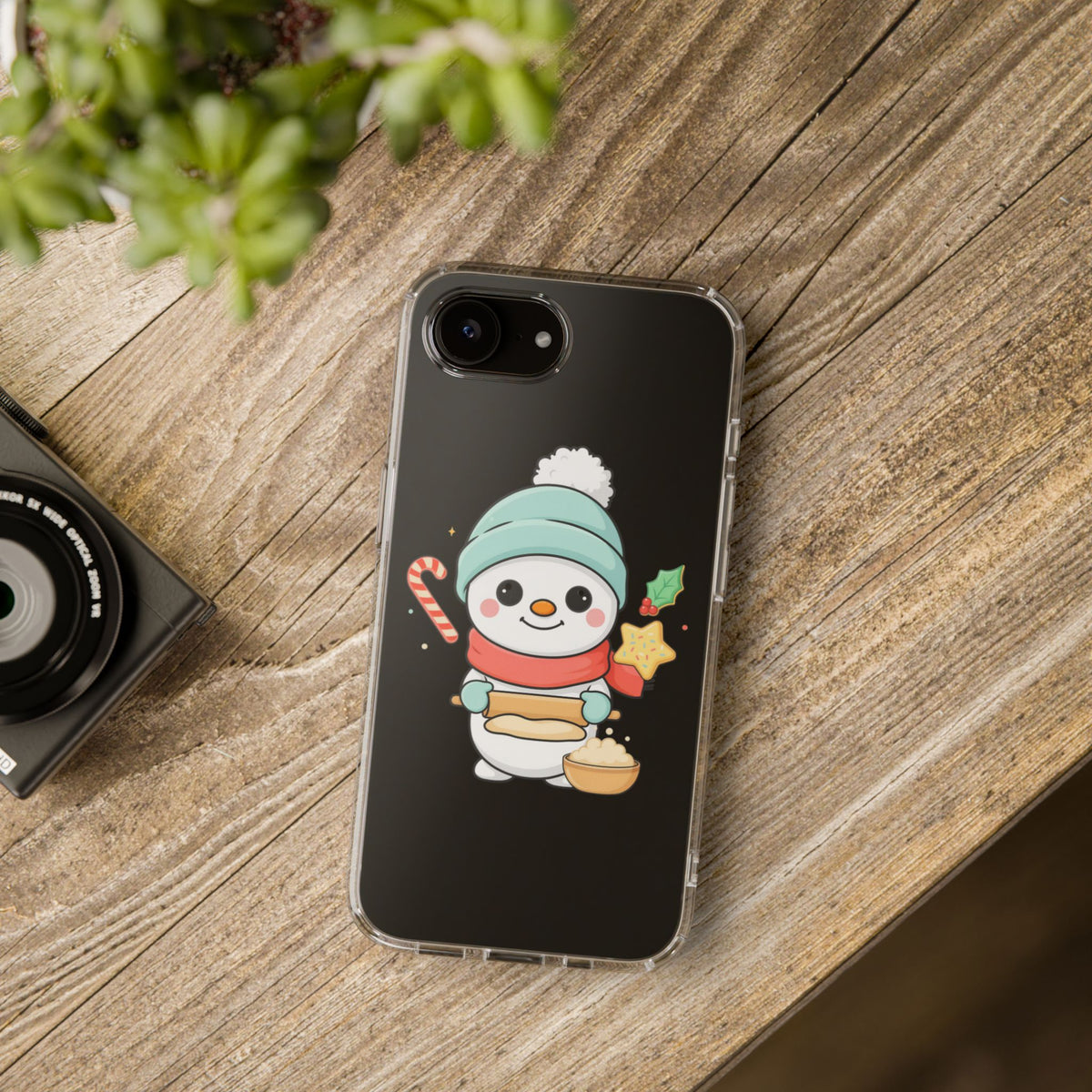 Christmas Snowman Phone Case, Cute Cookie Baker