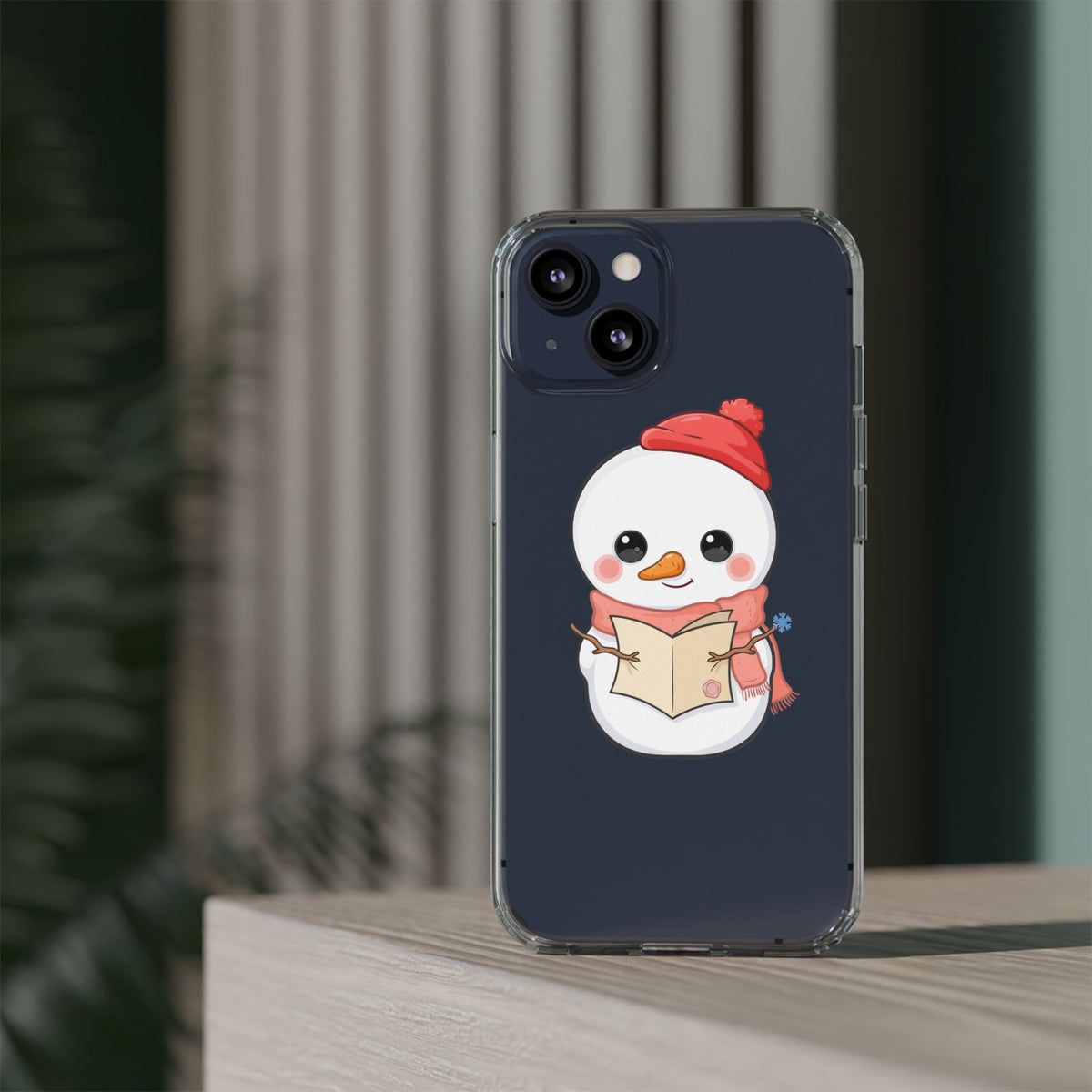 Kawaii Snowman Phone Case Reading to Santa