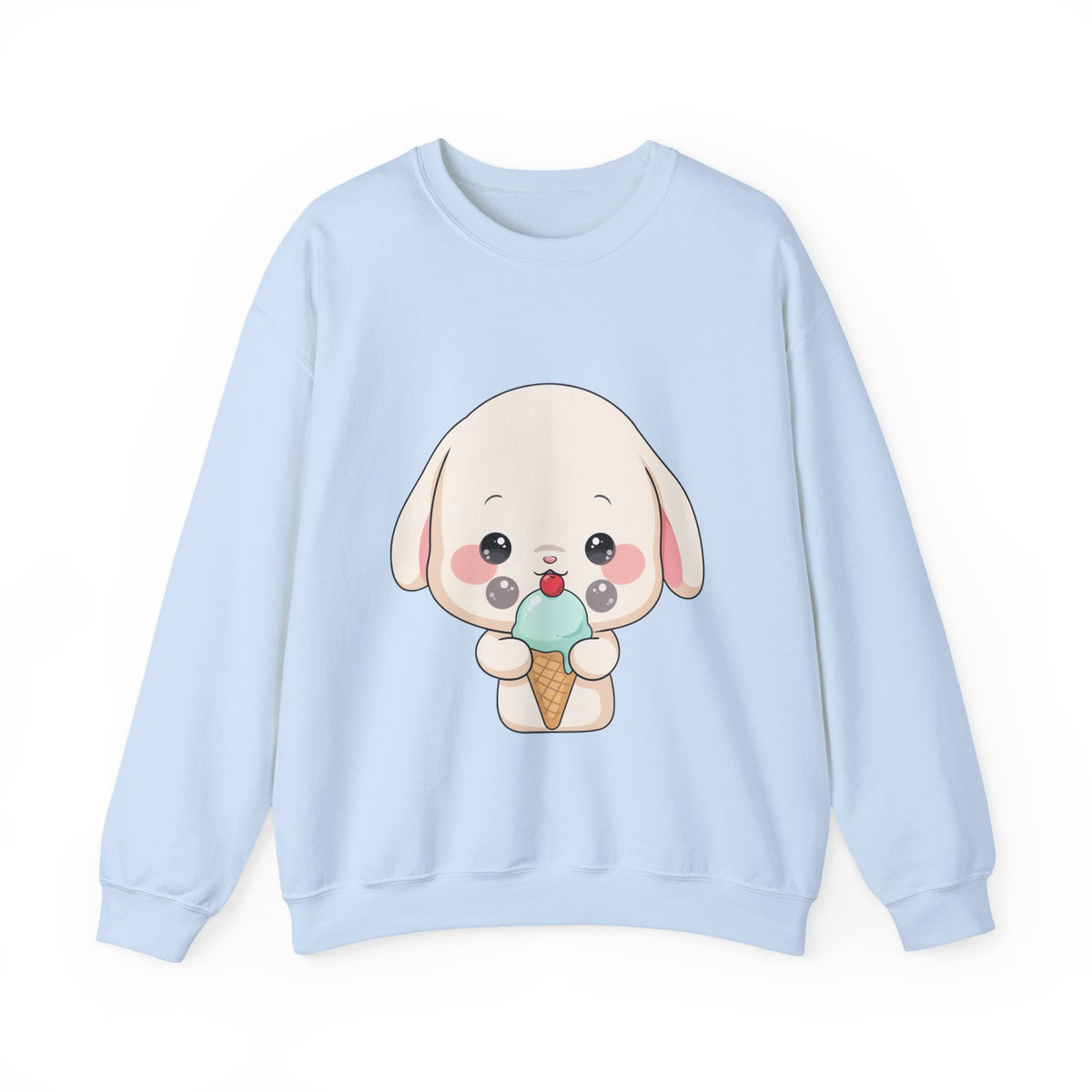 Kawaii Bunny Sweatshirt, Cute Ice Cream Chibi Rabbit