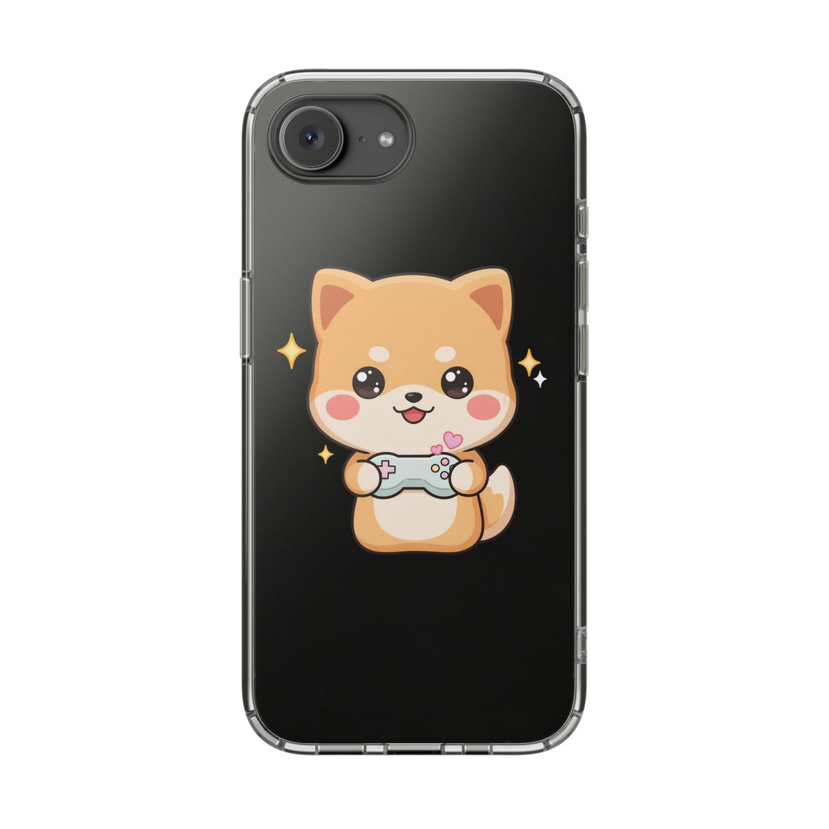 Kawaii Shiba Inu Gamer Phone Case, Clear Impact-Resistant