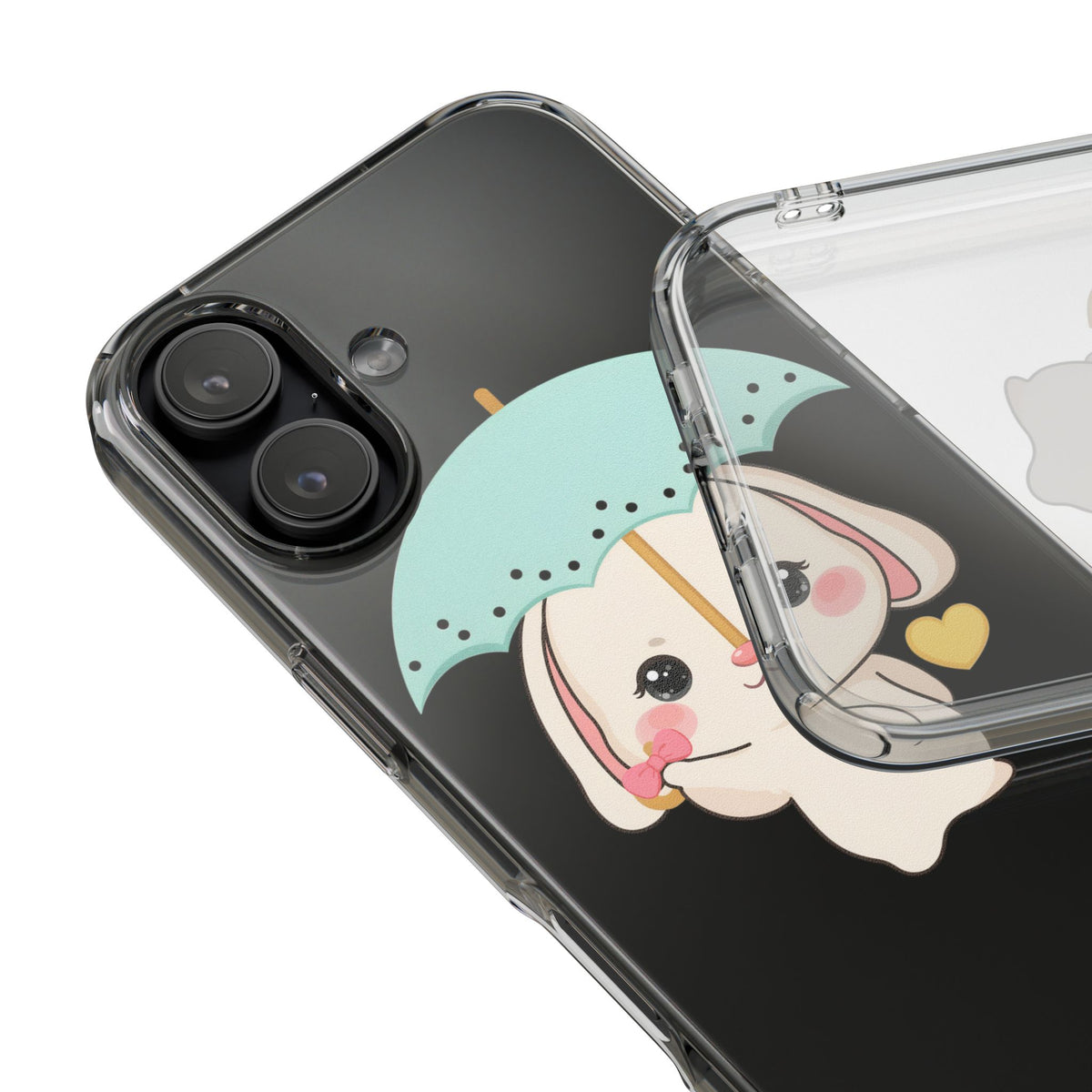 Kawaii Bunny Phone Case with Umbrella | Cute Clear Case
