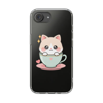 Kawaii Cat Phone Case, Cute Teacup Kitty Gift