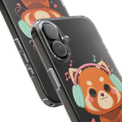 Red Panda Phone Case, Kawaii Music Lover Clear Case