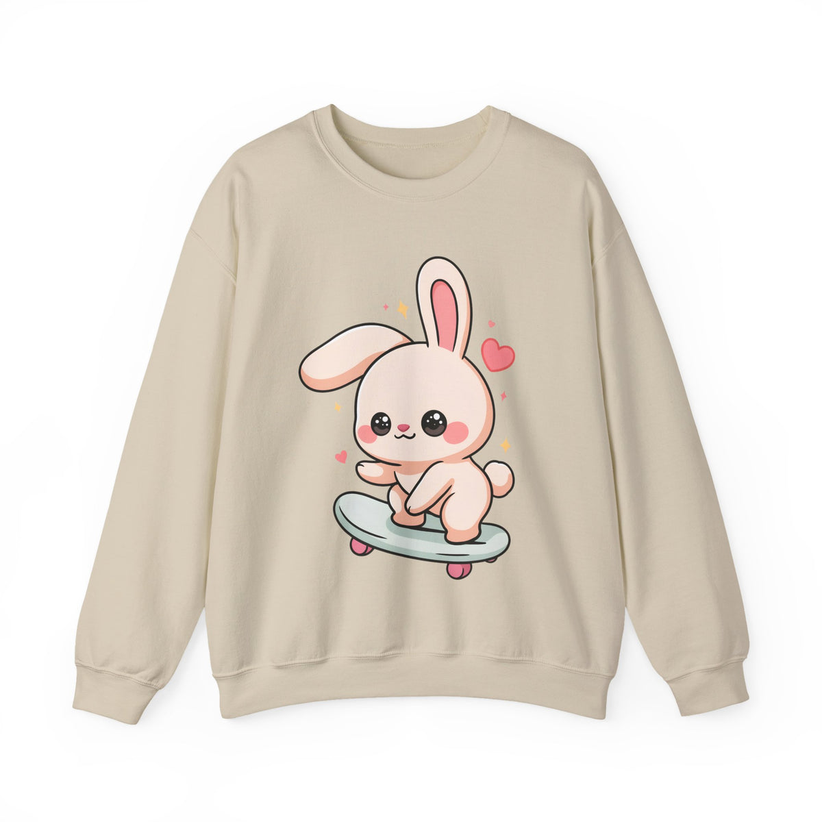 Kawaii Bunny Skateboard Sweatshirt, Cute Chibi Rabbit
