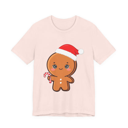Gingerbread Man Christmas T-Shirt, Cute Kawaii Holiday Tee