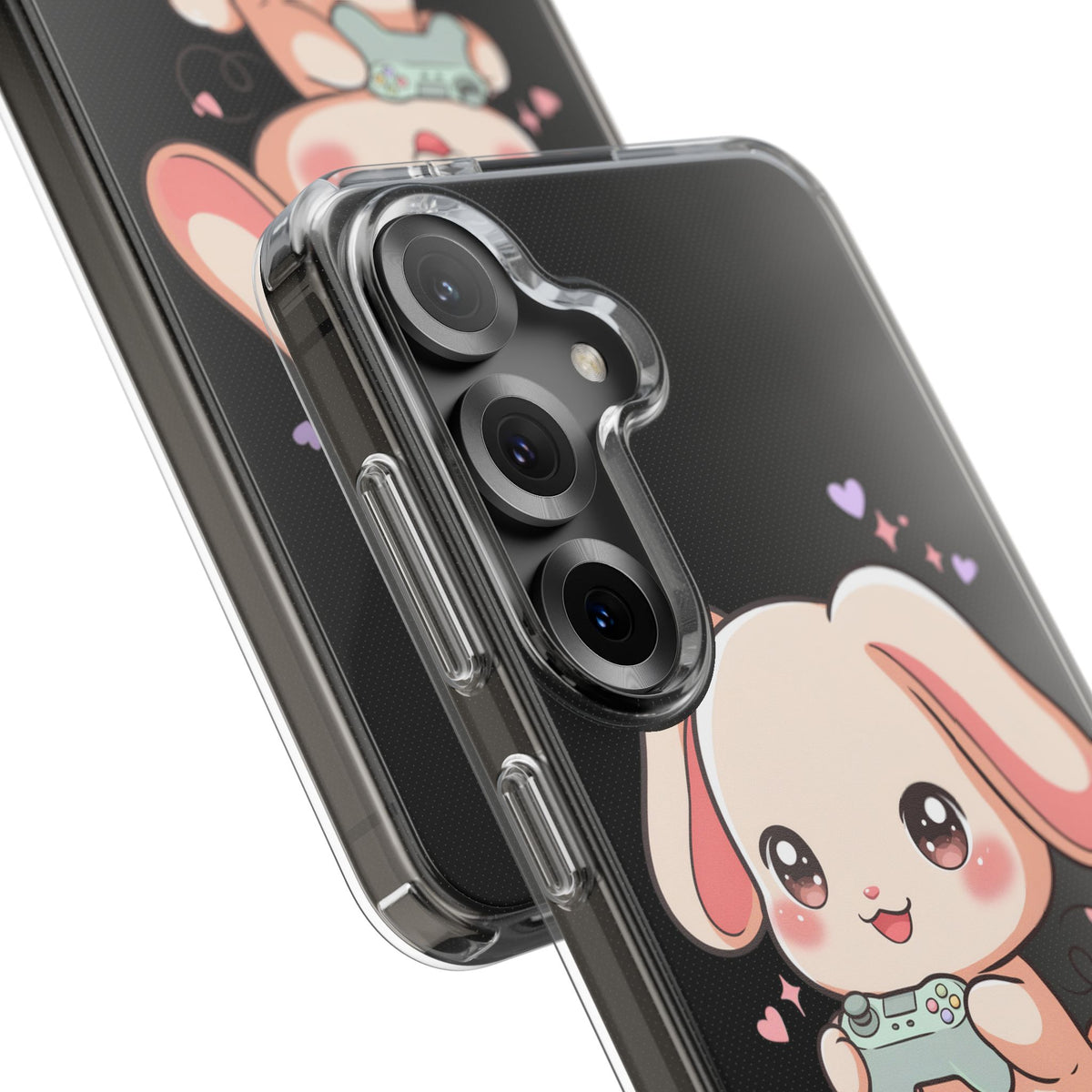Kawaii Bunny Gamer Clear Impact-Resistant Phone Case