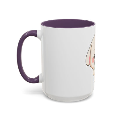 Kawaii Bunny Accent Coffee Mug, Cute Ice Cream Rabbit