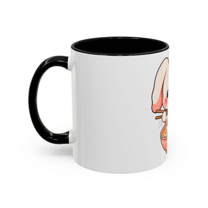 Kawaii Ramen Bunny Accent Coffee Mug, 11 oz or 15 oz