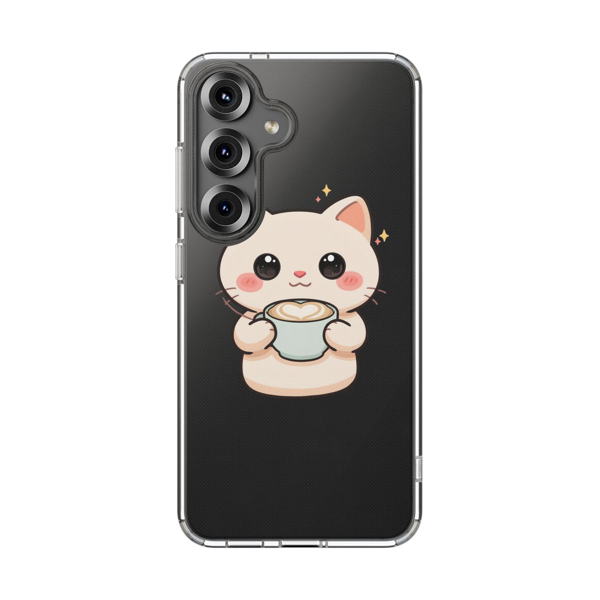Kawaii Cat Latte Phone Case, Clear Impact-Resistant