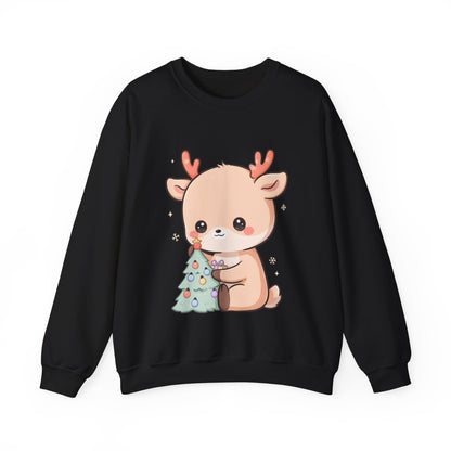 Kawaii Christmas Reindeer Sweatshirt, Cute Holiday Crewneck