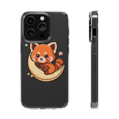 Red Panda Phone Case, Kawaii Moon Companion