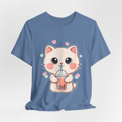Kawaii Bubble Tea Cat T-Shirt for Cat and Boba Lovers