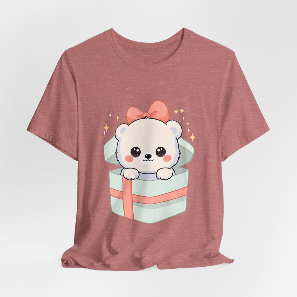 Kawaii Polar Bear Tee, Cute Gift Box Cub Unisex Shirt