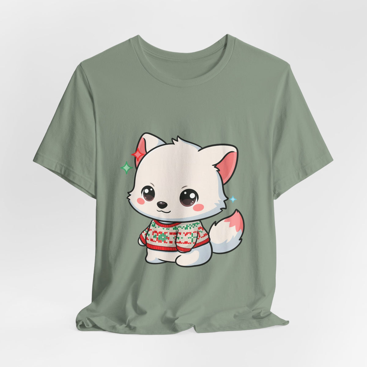 Kawaii Arctic Fox Christmas T-Shirt for Cute Holiday Fans