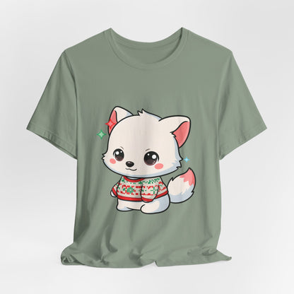 Kawaii Arctic Fox Christmas T-Shirt for Cute Holiday Fans