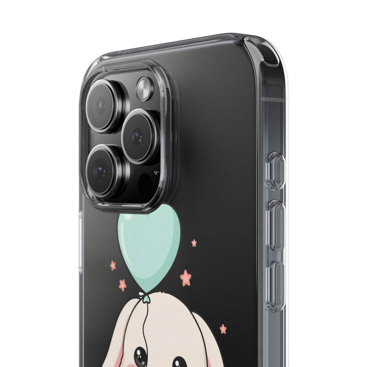 Kawaii Bunny Phone Case with Balloon, Clear Impact-Resistant