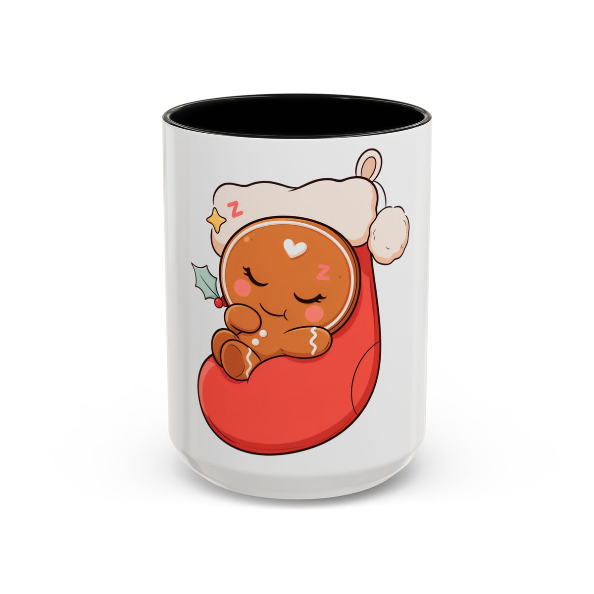 Christmas Gingerbread Mug: Sleepy Stocking Accent Coffee Mug
