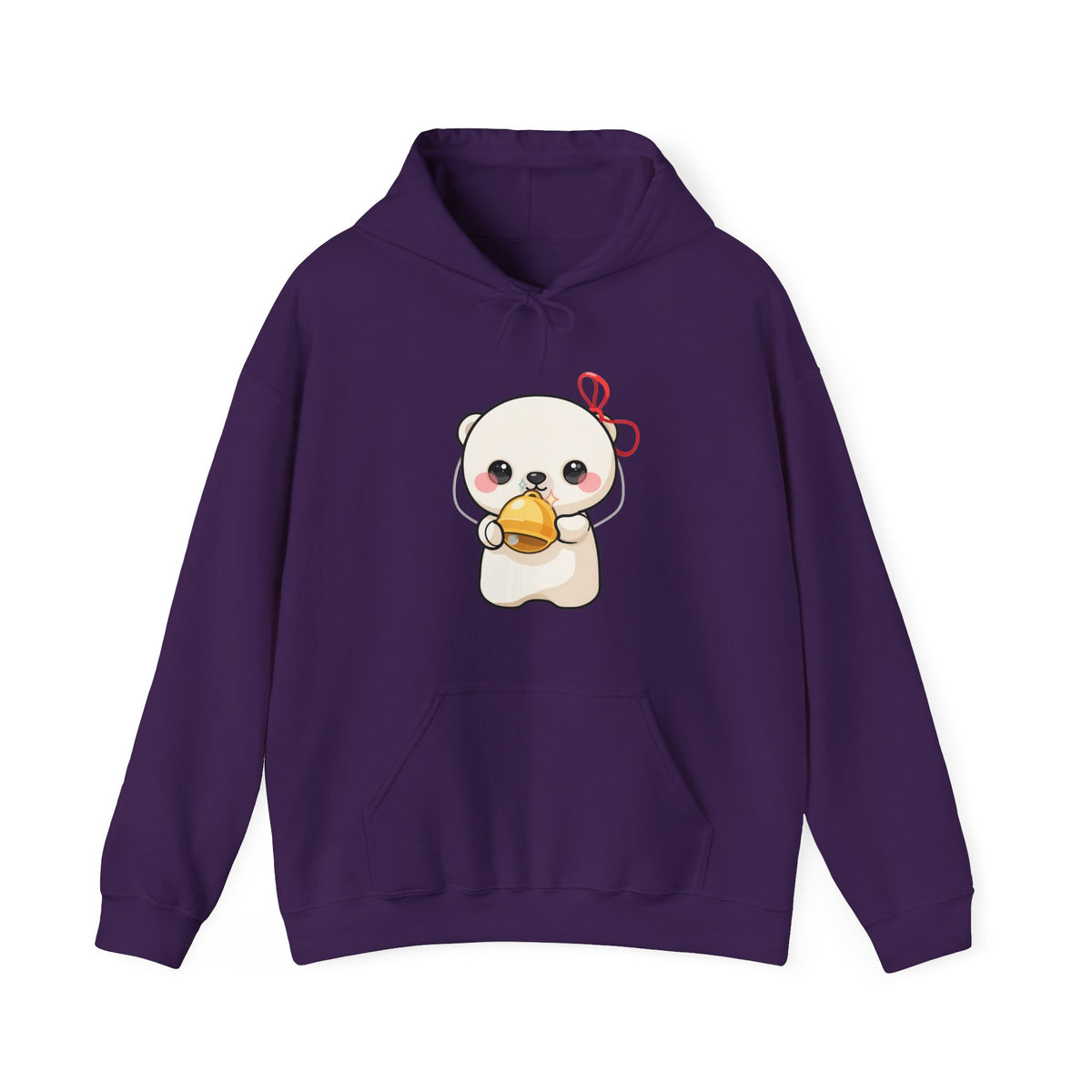 Kawaii Polar Bear Hoodie, Cute Jingle Bell Sweatshirt